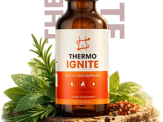 Thermo Ignite bottle surrounded by green leaves