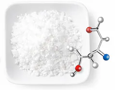 L-carnitine powder with a molecule model